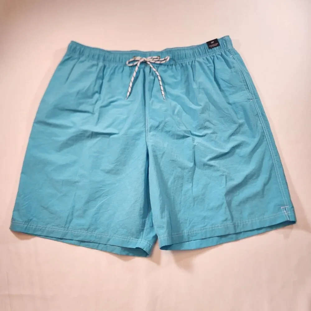 Roundtree & Yorke Solid Light Blue Swim Trunks Mens Sz 3XT Drawstring New Tags!